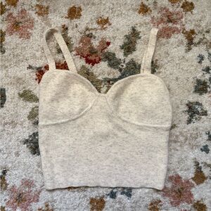 Cream Aritzia Wilfred Knit Crop Top Size Small